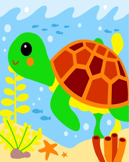 Tortue Cartoon d'Enfants Peinture par Numéros