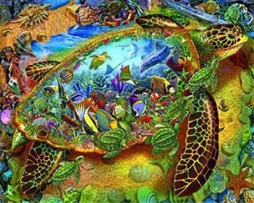Tortue Maritime Peinture par Numéros