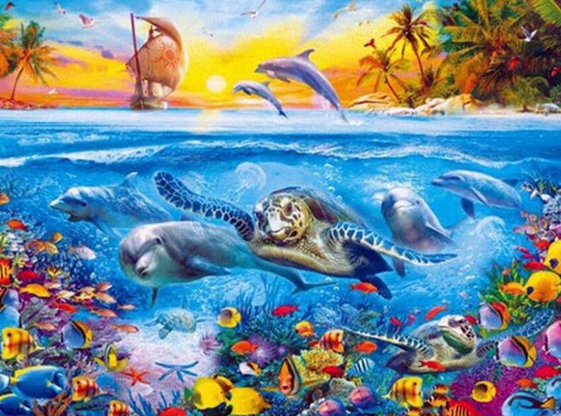 Tortues dans la Mer Peinture par Numéros