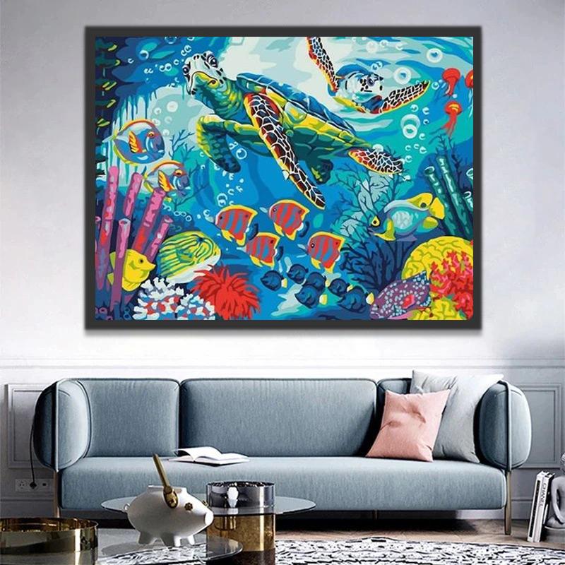 Tortues et Poissons Peinture par Numéros