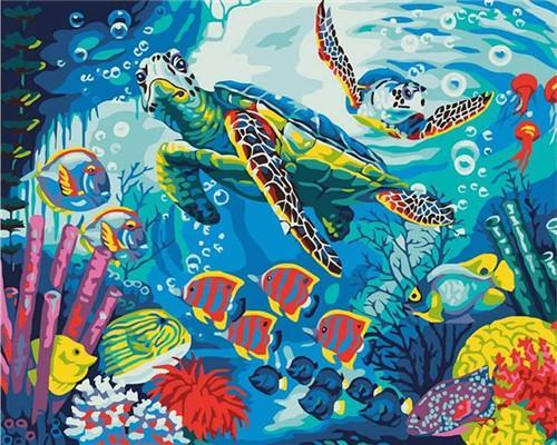 Tortues et Poissons Peinture par Numéros