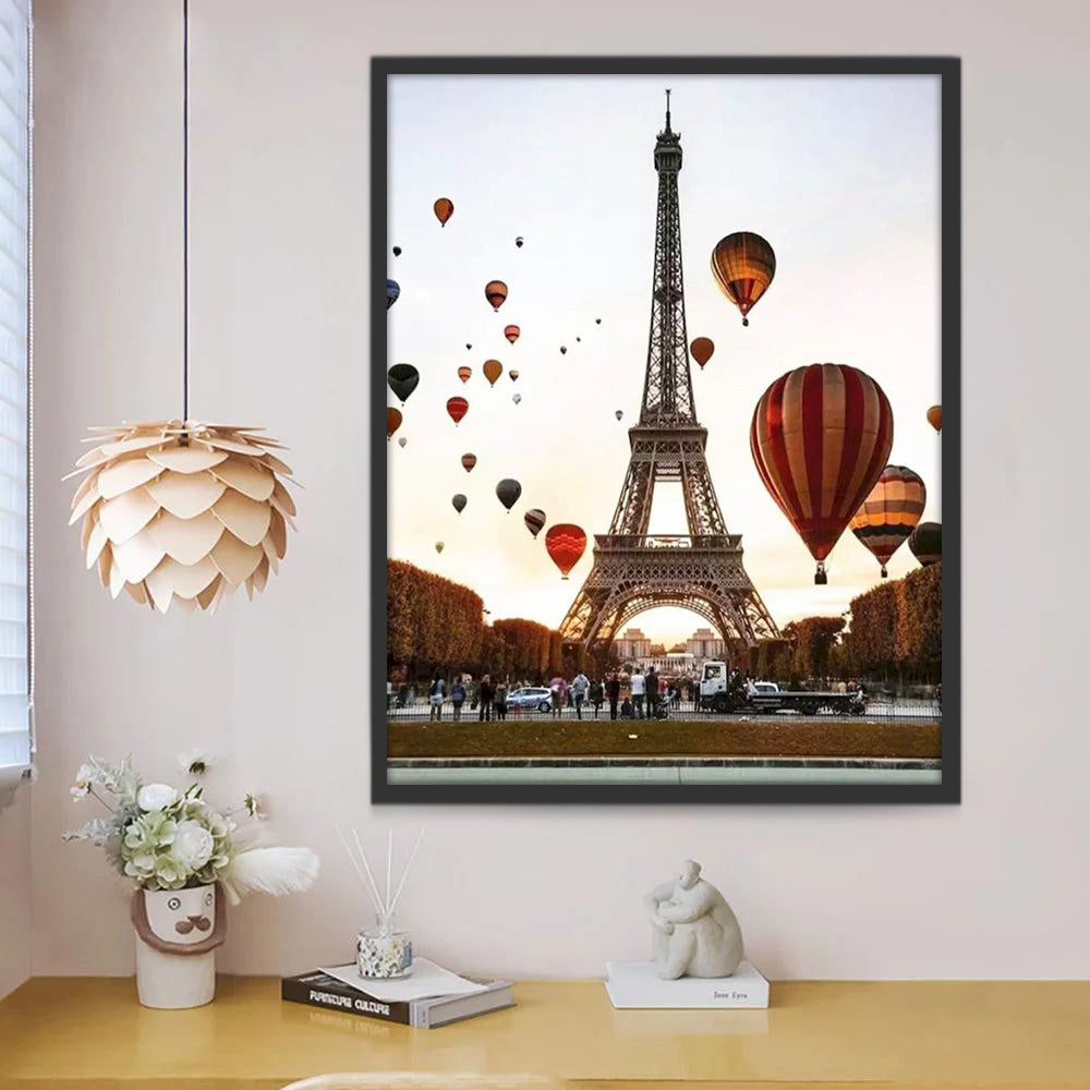 Tour Eiffel et Montgolfières Peinture par Numéros