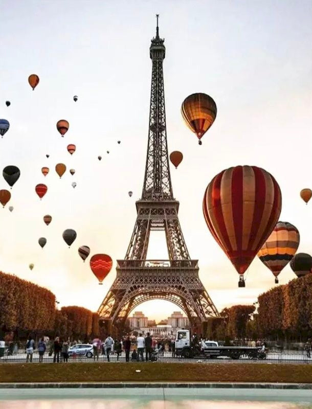 Tour Eiffel et Montgolfières Peinture par Numéros