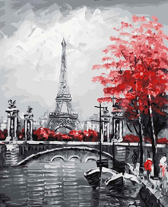 Touristes et Eiffel Peinture par Numéros