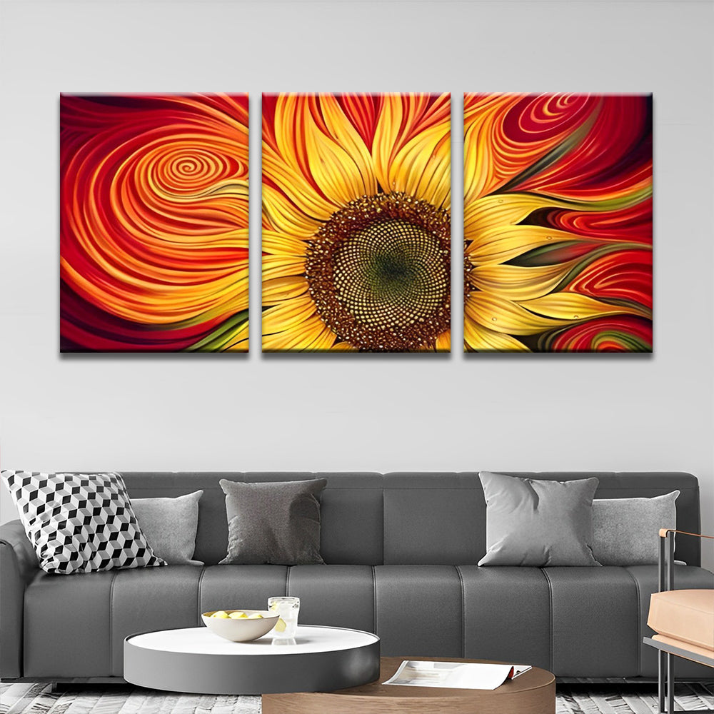 Tournesol Abstrait 3 Partie Peinture par Numéros