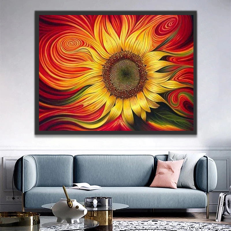 Tournesol Art Abstrait Peinture par Numéros