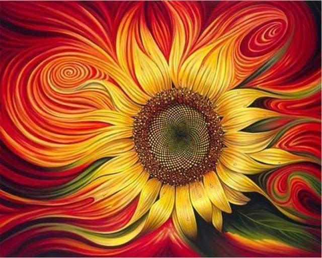 Tournesol Art Abstrait Peinture par Numéros