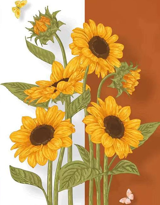 Tournesol et Papillons Jaunes Peinture par Numéros