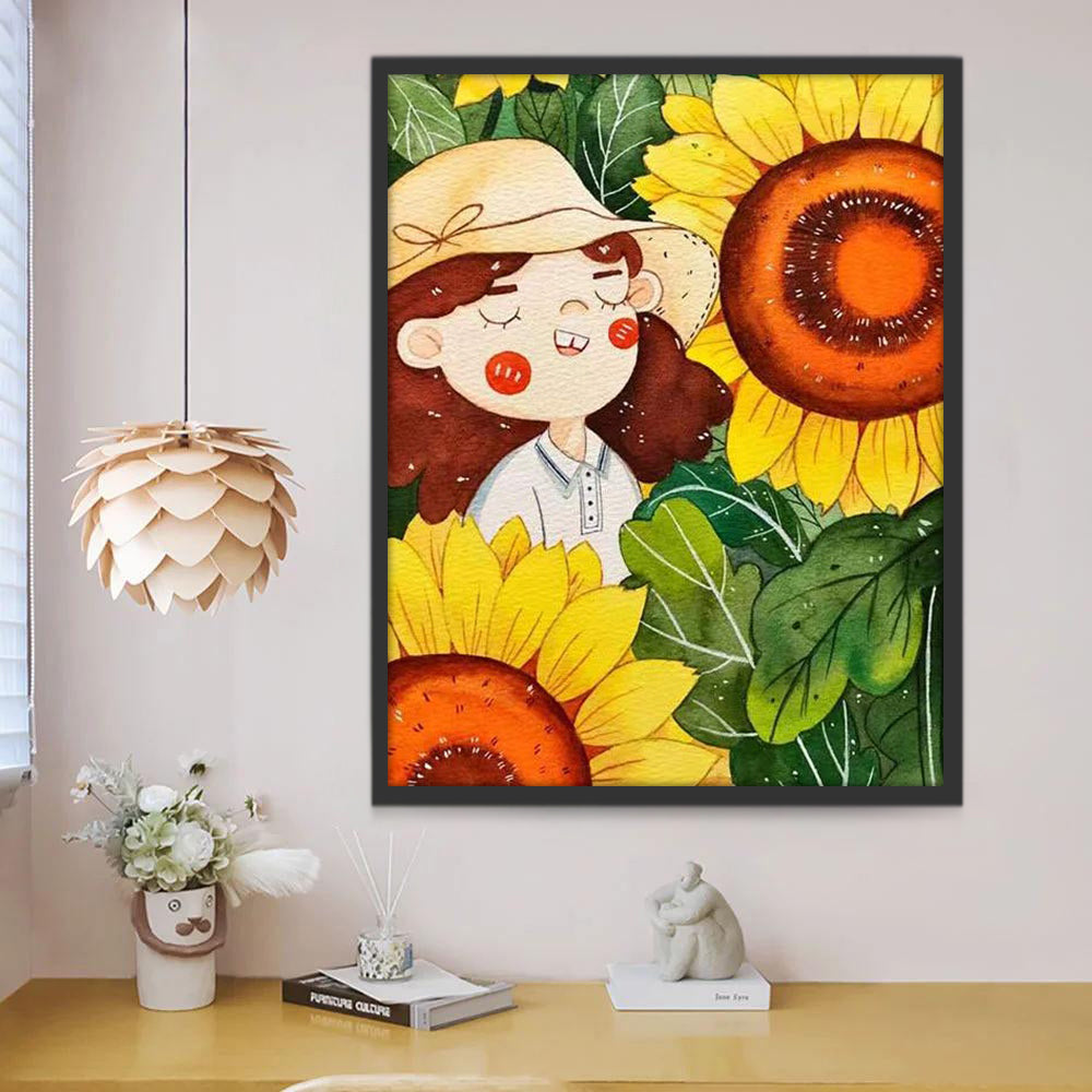 Tournesol et Petite Fille Peinture par Numéros