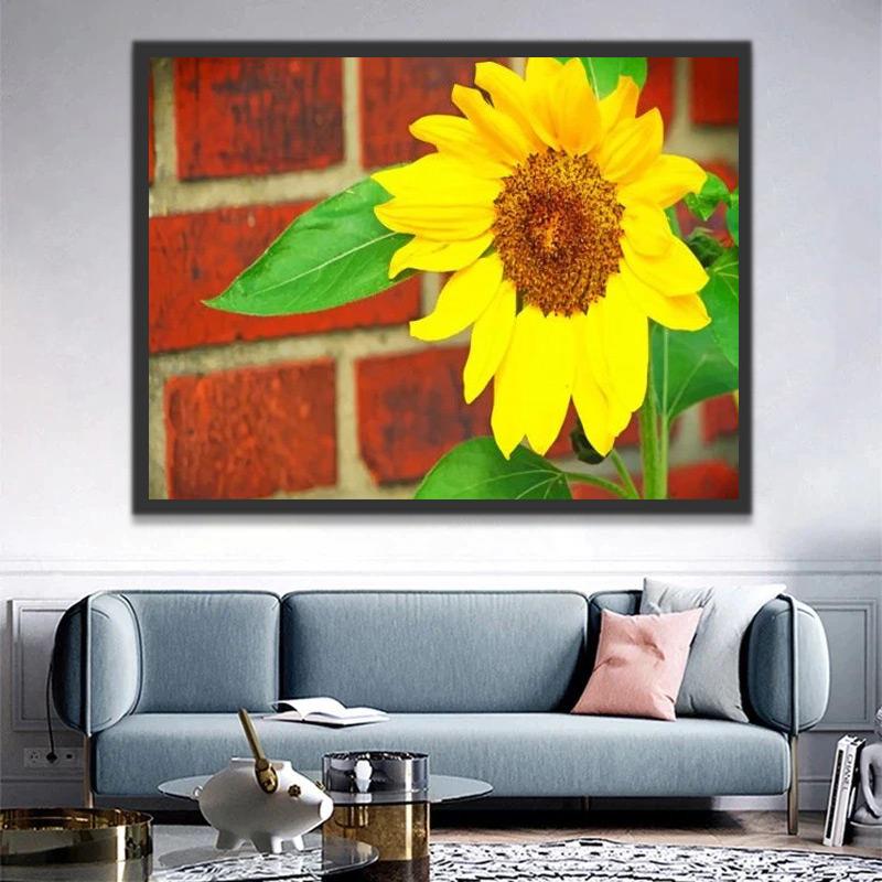 Tournesol Rouge en Briques Peinture par Numéros