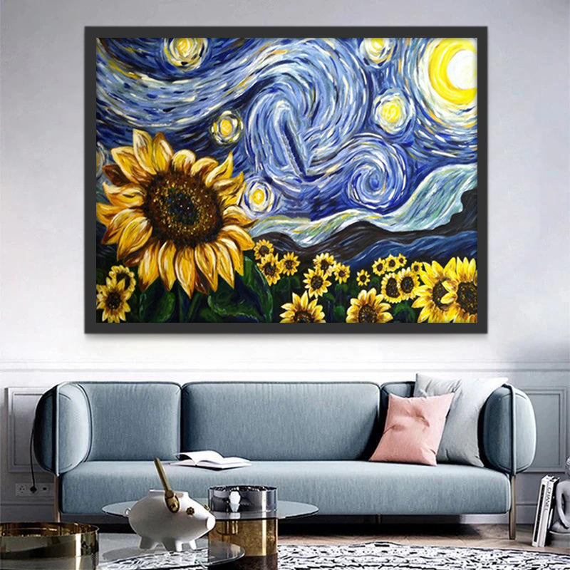 Tournesol Van Gogh Nuit Étoilée Peinture par Numéros