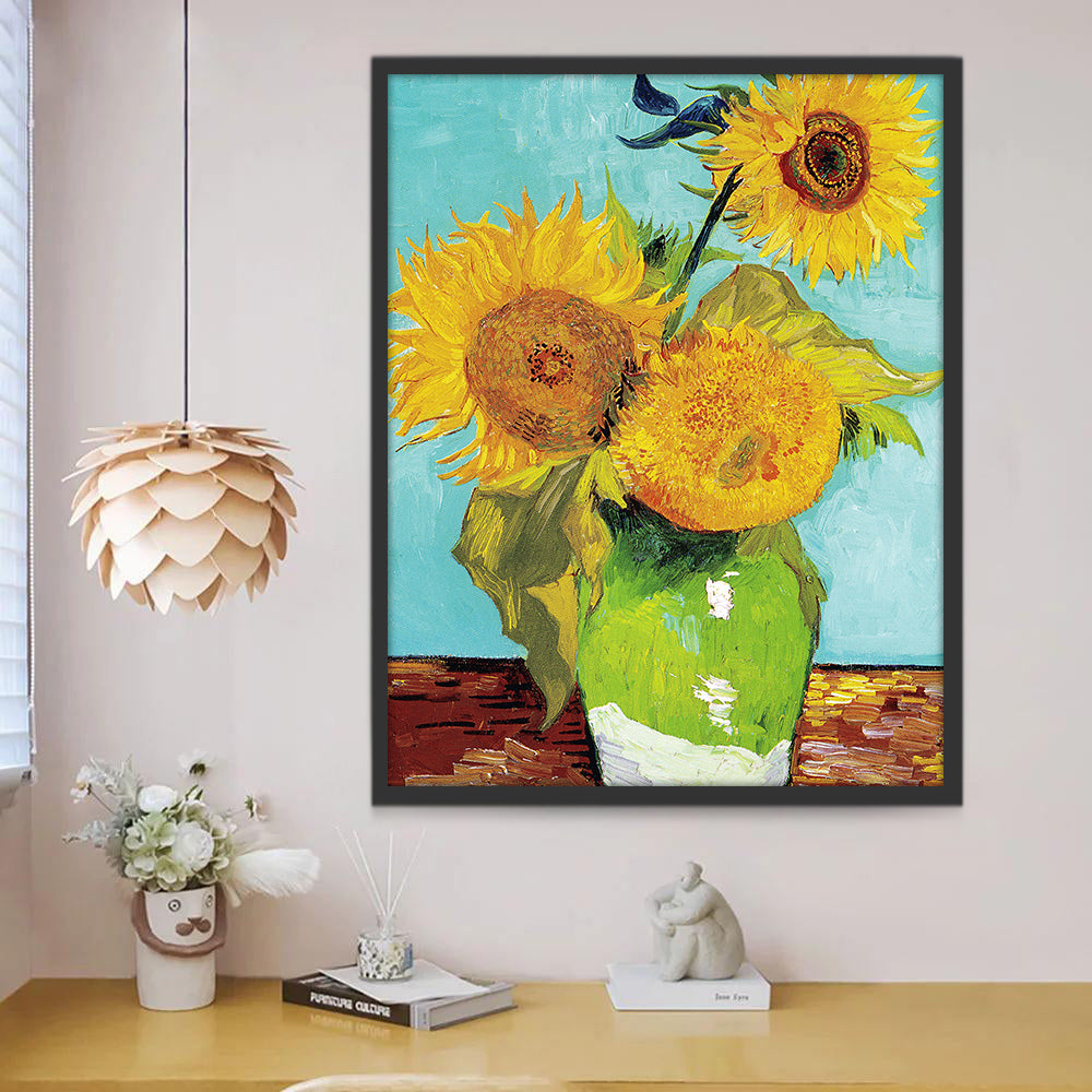 Tournesols dans le Vase Vert Peinture par Numéros