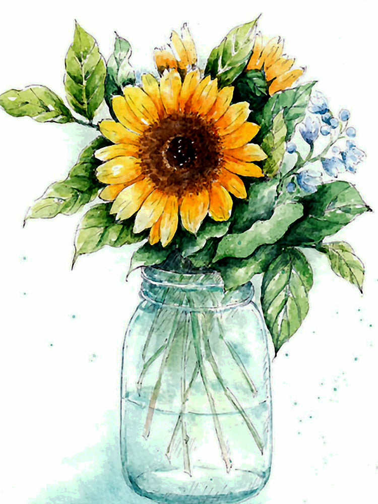 Tournesols dans le Verre Peinture par Numéros