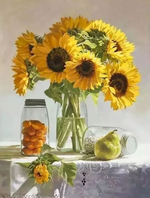 Tournesols et Fruits Peinture par Numéros