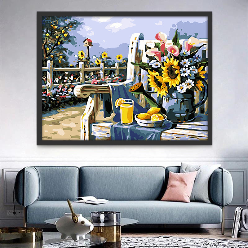 Tournesols et Jus Peinture par Numéros