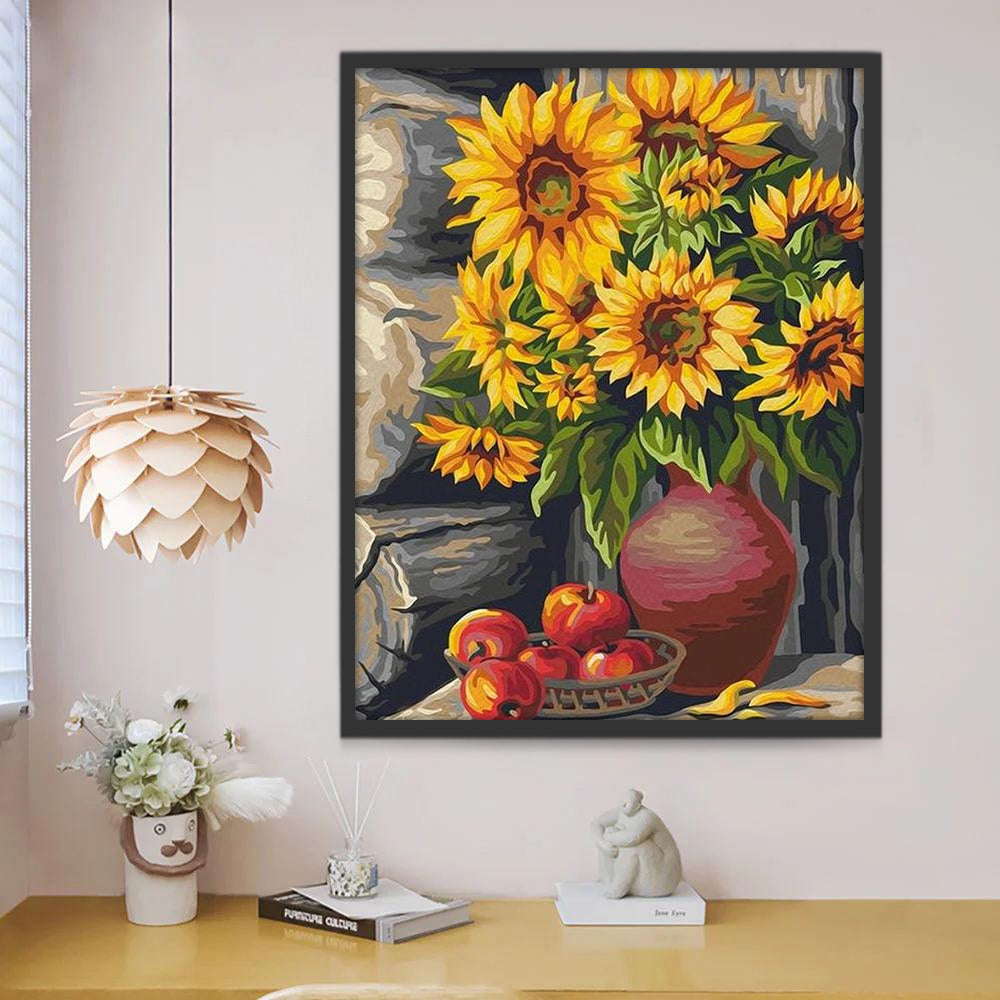 Tournesols et Pommes Peinture par Numéros