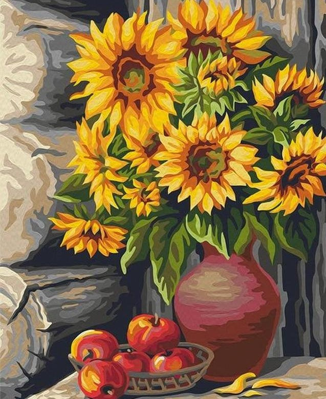 Tournesols et Pommes Peinture par Numéros
