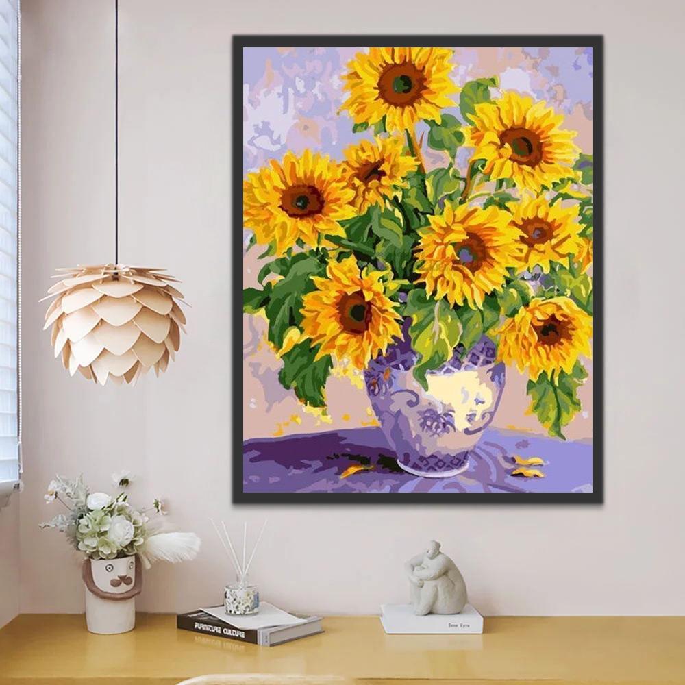Tournesols Violets Peinture par Numéros