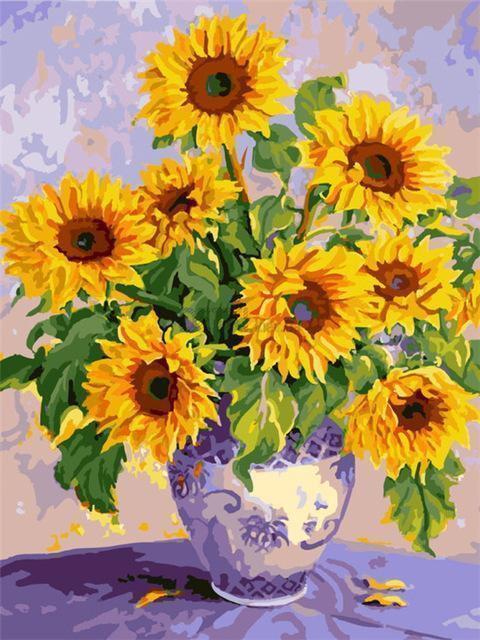 Tournesols Violets Peinture par Numéros