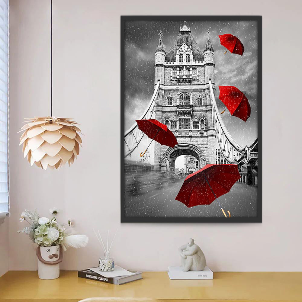 Tower Bridge et Parapluies Rouges Peinture par Numéros