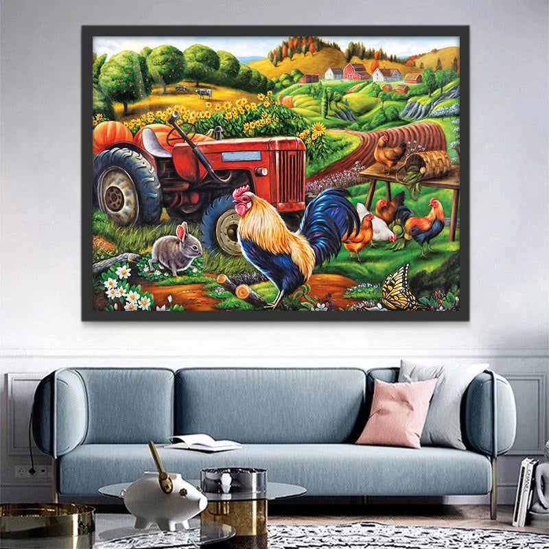 Tracteur et Animaux Peinture par Numéros