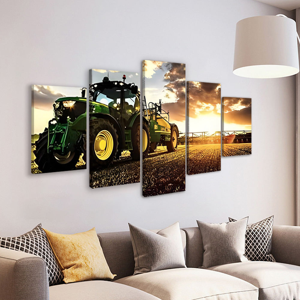 Tracteur et Champ 5 Partie Peinture par Numéros