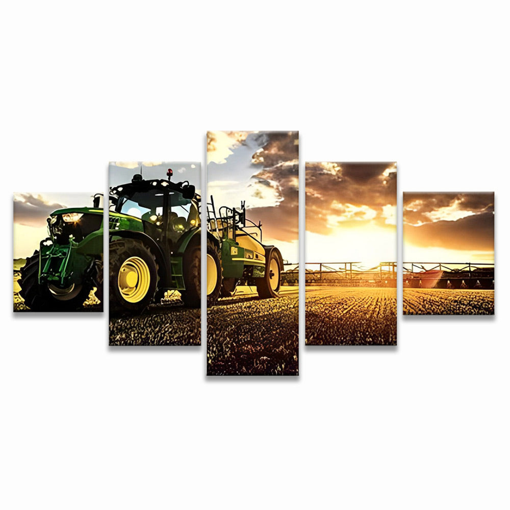 Tracteur et Champ 5 Partie Peinture par Numéros