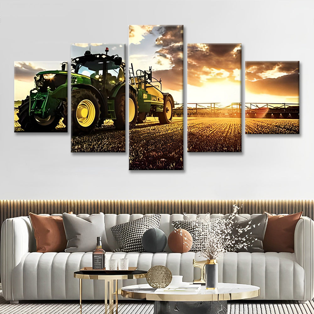Tracteur et Champ 5 Partie Peinture par Numéros