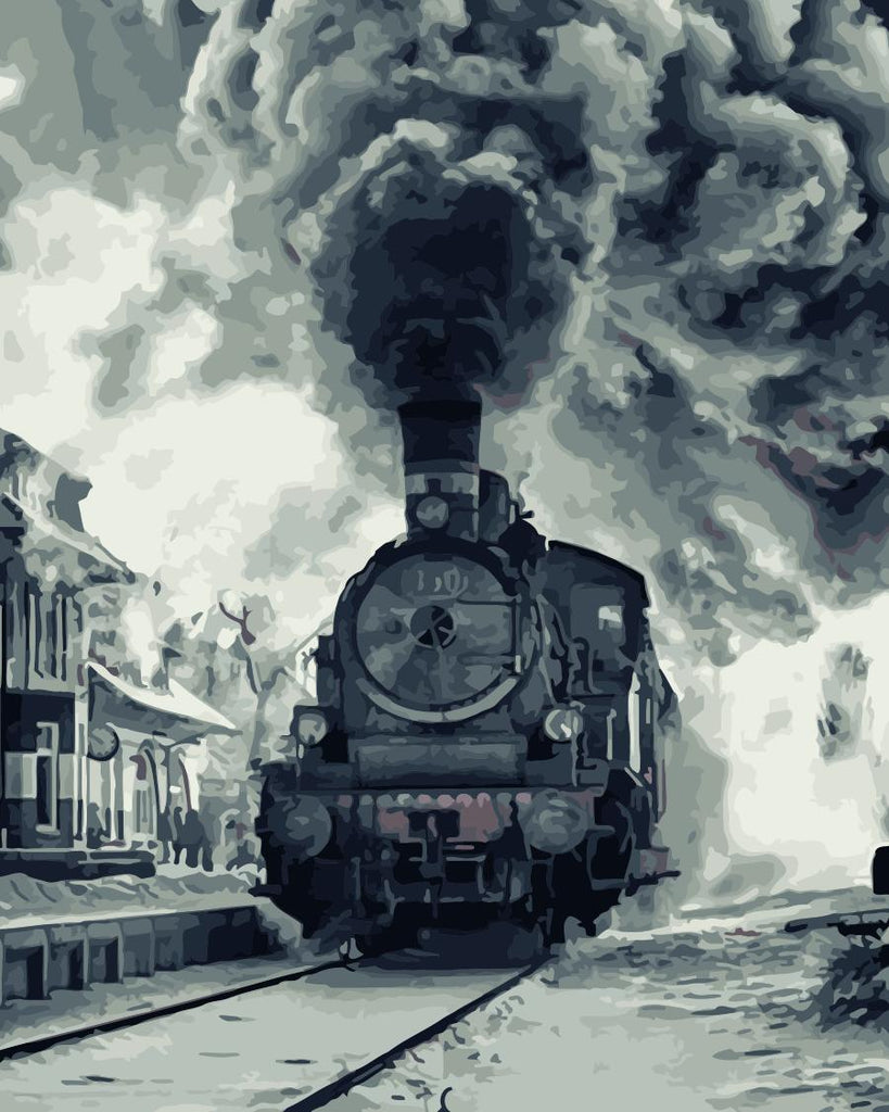 Train Blanc et Noir Peinture par Numéros