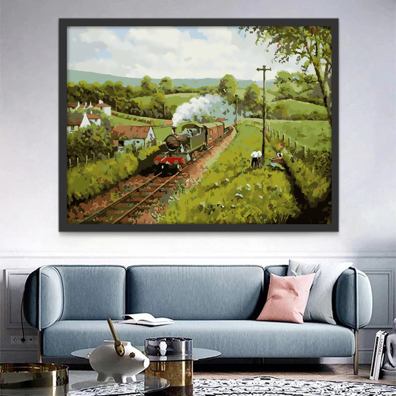 Train dans la Campagne Peinture par Numéros