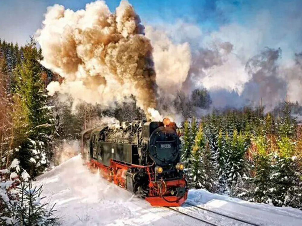 Train dans la Neige Peinture par Numéros