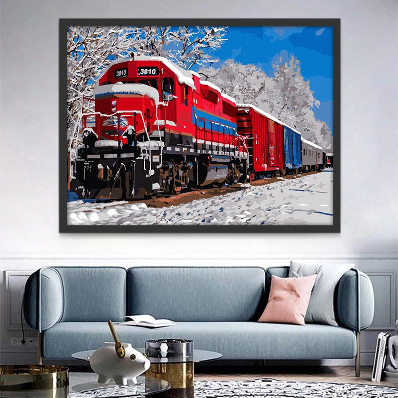 Train Rouge Peinture par Numéros