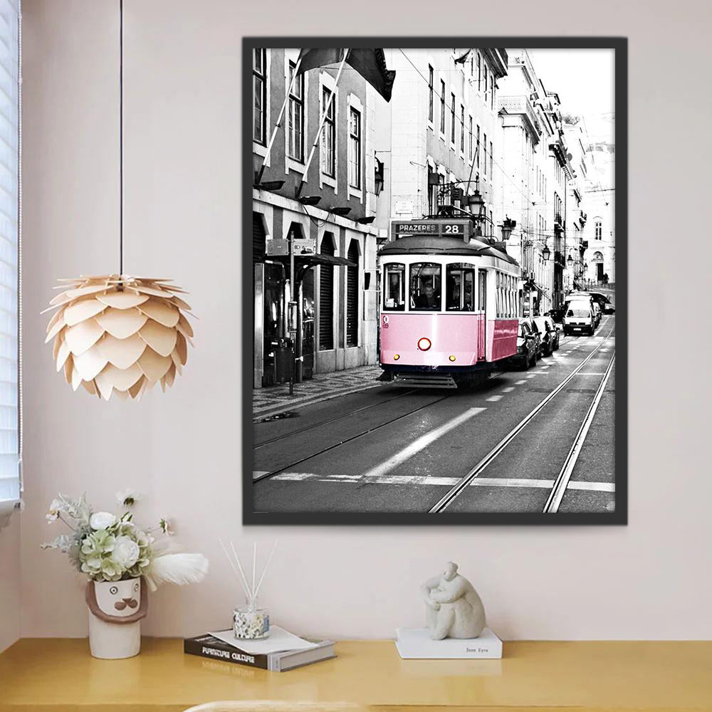 Tramway Rose Peinture par Numéros