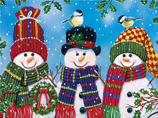 Trois Bonhommes de Neige Mignons Noël Peinture par Numéros