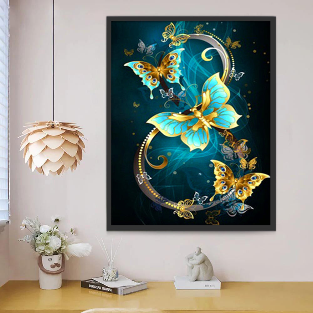 Trois Papillons Mécaniques Peinture par Numéros