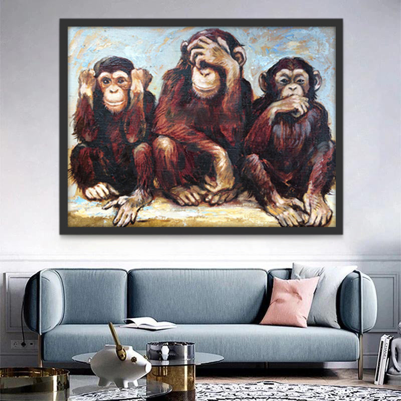 Trois Petits Gorilles Peinture par Numéros