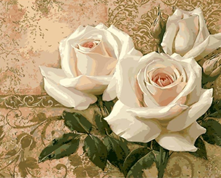 Trois Roses Blanches Peinture par Numéros
