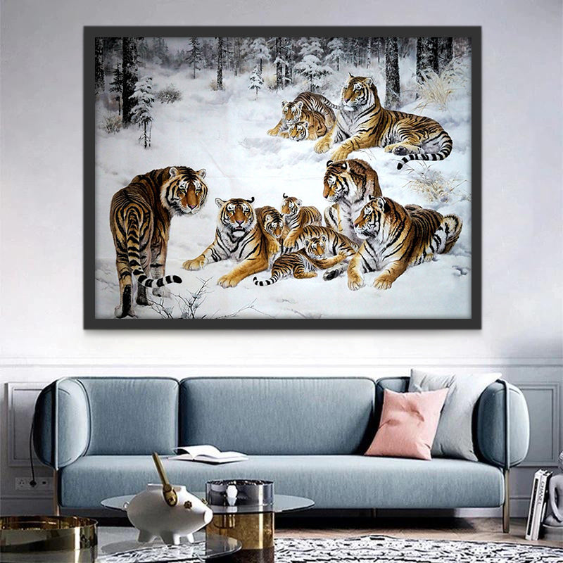 Troupeau de Tigres Peinture par Numéros