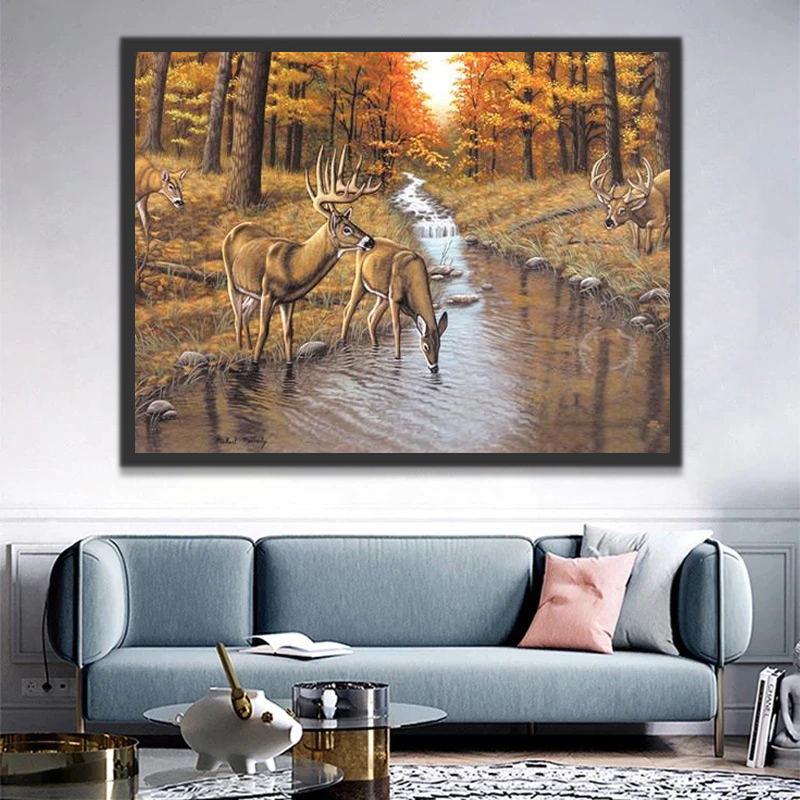 Troupeaux de Cerfs Peinture par Numéros
