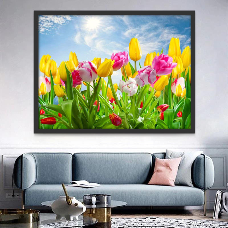 Tulipes Colorées Fleur Peinture par Numéros