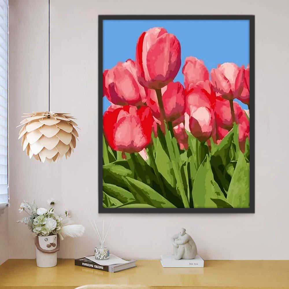 Tulipes et Ciel Fleur Peinture par Numéros