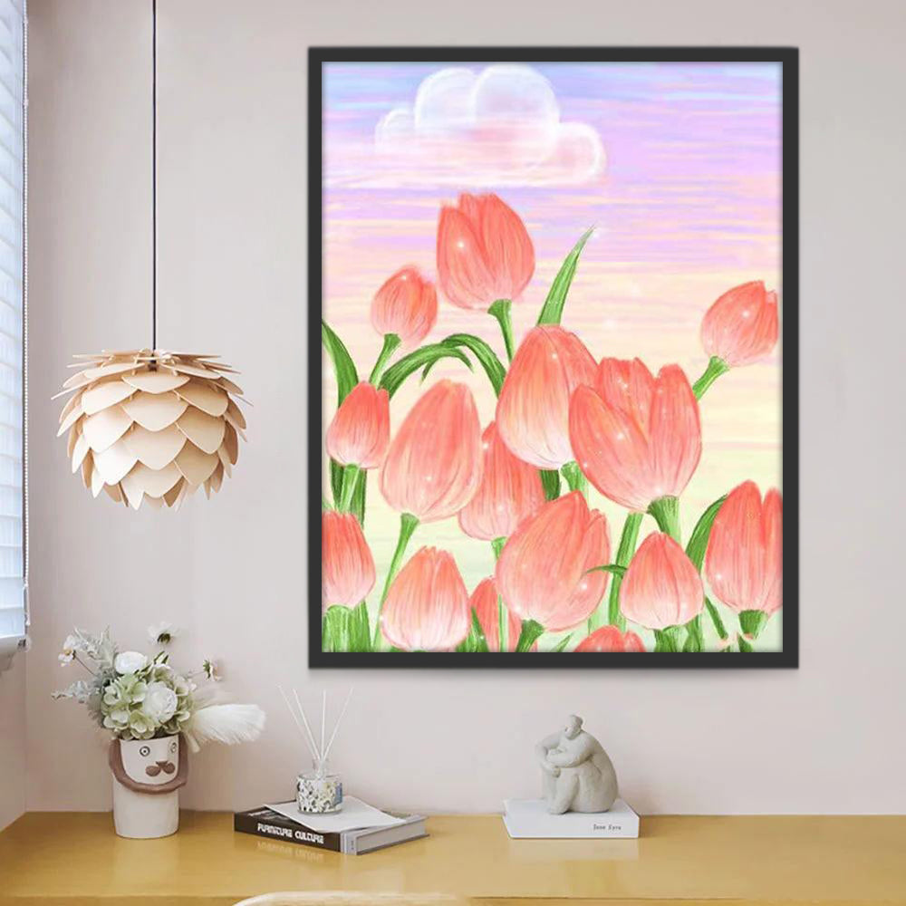 Tulipes et Ciel Magnifique Fleur Peinture par Numéros