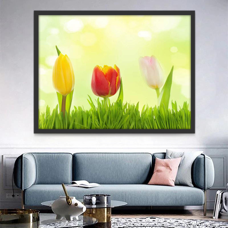 Tulipes Jaune Rouge et Rose Peinture par Numéros