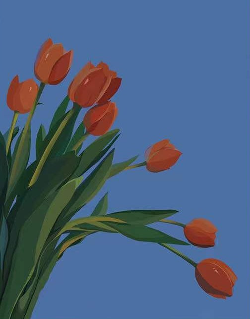 Tulipes Oranges dans la Nuit Peinture par Numéros