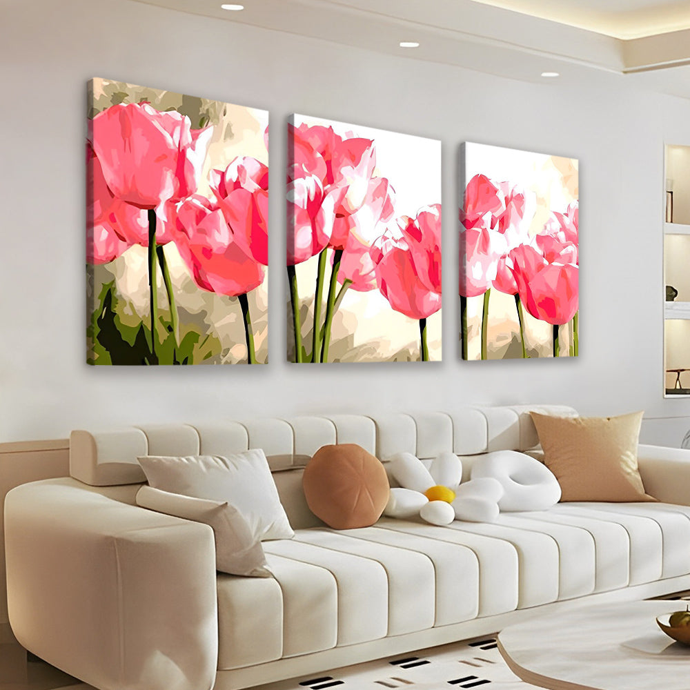 Tulipes Roses 3 Partie Peinture par Numéros