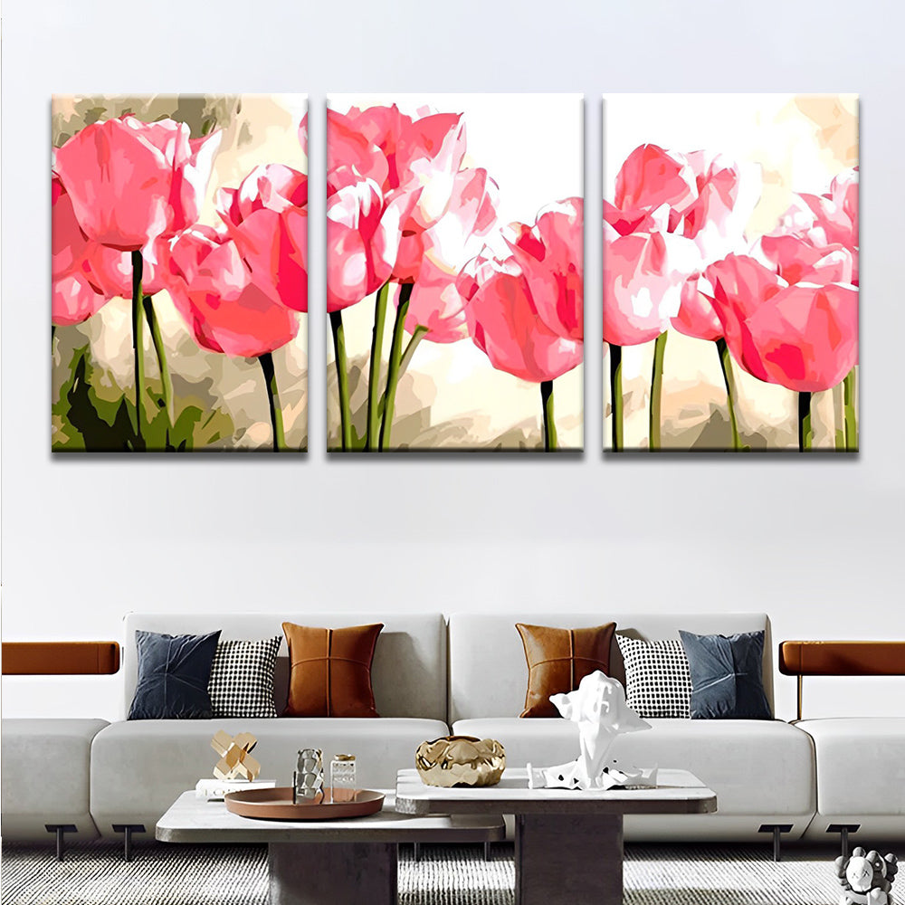 Tulipes Roses 3 Partie Peinture par Numéros