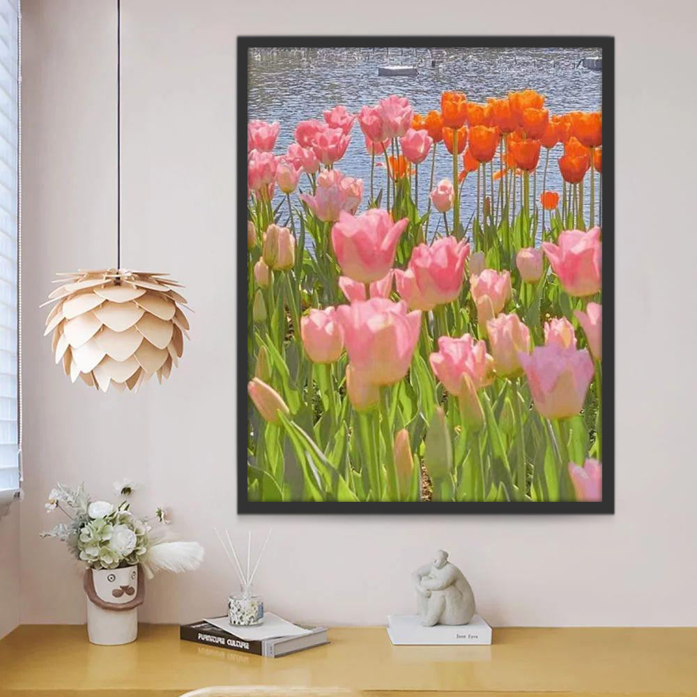 Tulipes Roses et Oranges Peinture par Numéros