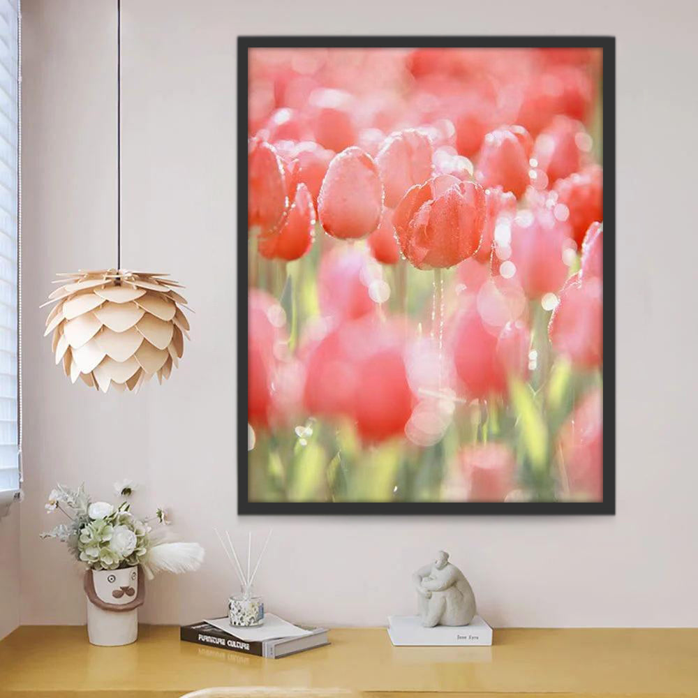Tulipes Roses Vivantes Peinture par Numéros