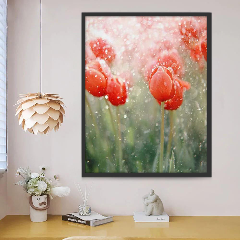 Tulipes Rouges Fleur Peinture par Numéros