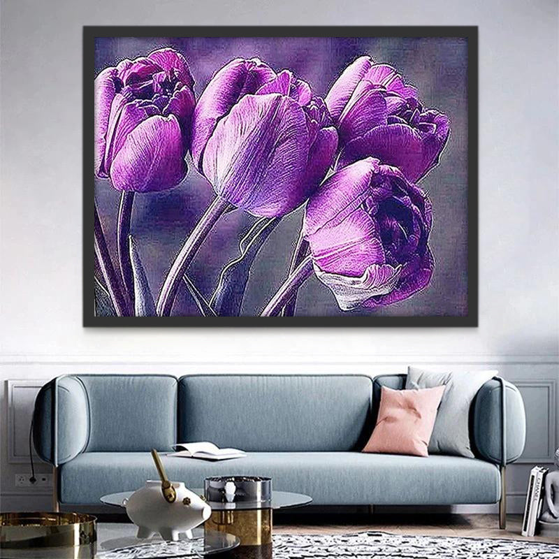 Tulipes Violettes Peinture par Numéros